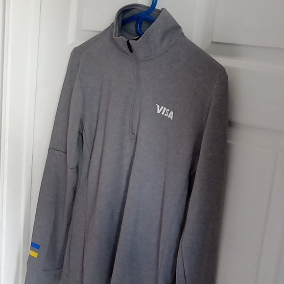 New! Adidas Womens Athletic Top 1/4 Zip Sweater Grey VISA Promo - Picture 8 of 16